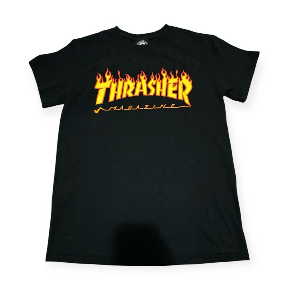 THRASHER MAGAZINE‎ Black Flame Logo Tshirt, Short Sleeved, Size Small, Unisex